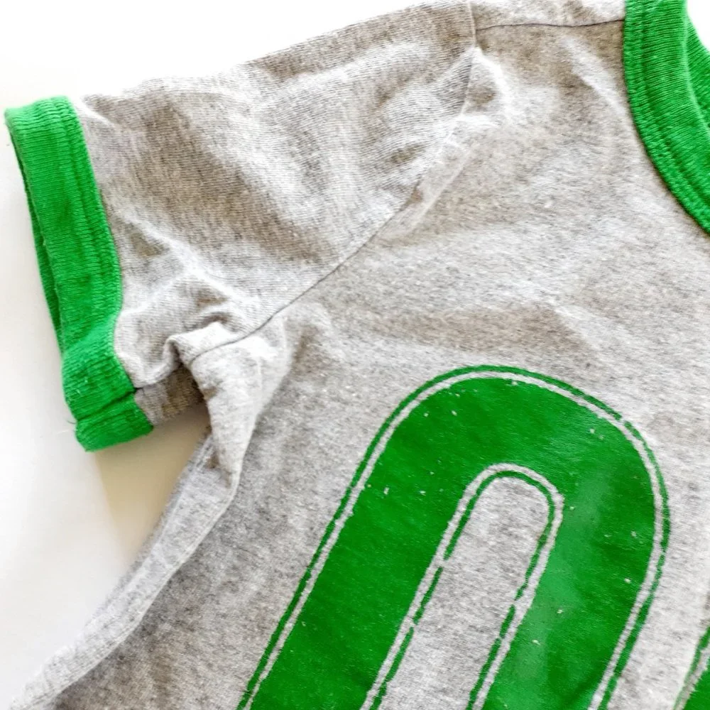 Old Navy Boys T-Shirt Gray Green Ringer Number 5 Short Sleeve 4T